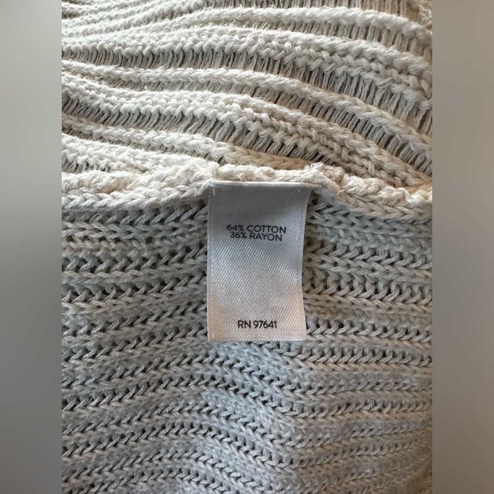 J Jill Cream Knit Ribbed Open Front Cardigan Size 2X - Picture 10 of 11
